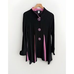 VINTAGE  Song & Sung Jacket Cape‎ Coat Shirt Pink & Black M ART To Wear Academia